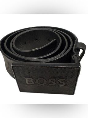 Hugo Boss BOSS Logo Black Belt Calfskin Leather
